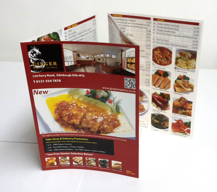 GINGER TAKEAWAY MENU